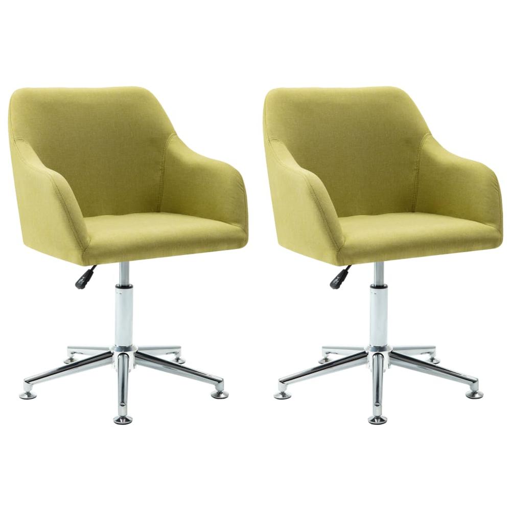 Swivel Dining Chairs 2 pcs Green Fabric. Picture 1