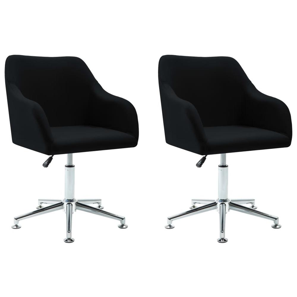 Swivel Dining Chairs 2 pcs Black Fabric. Picture 1