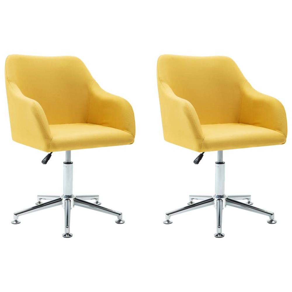 Swivel Dining Chairs 2 pcs Yellow Fabric. Picture 1