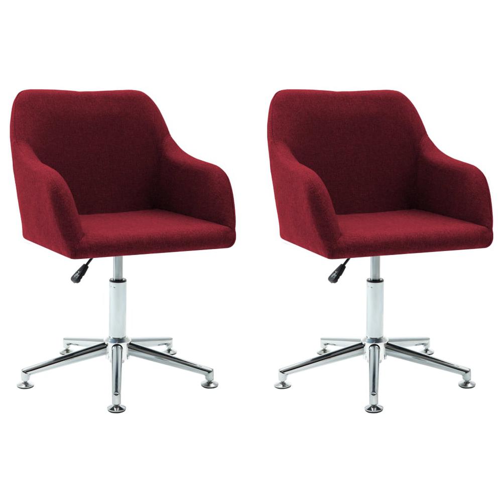 Swivel Dining Chairs 2 pcs Wine Red Fabric. Picture 1