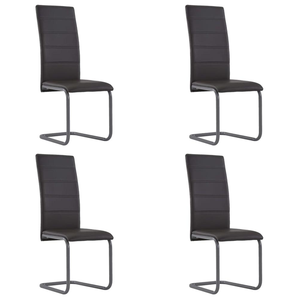 282096 vidaXL Cantilever Dining Chairs 4 pcs Brown Faux Leather, 282096. Picture 1