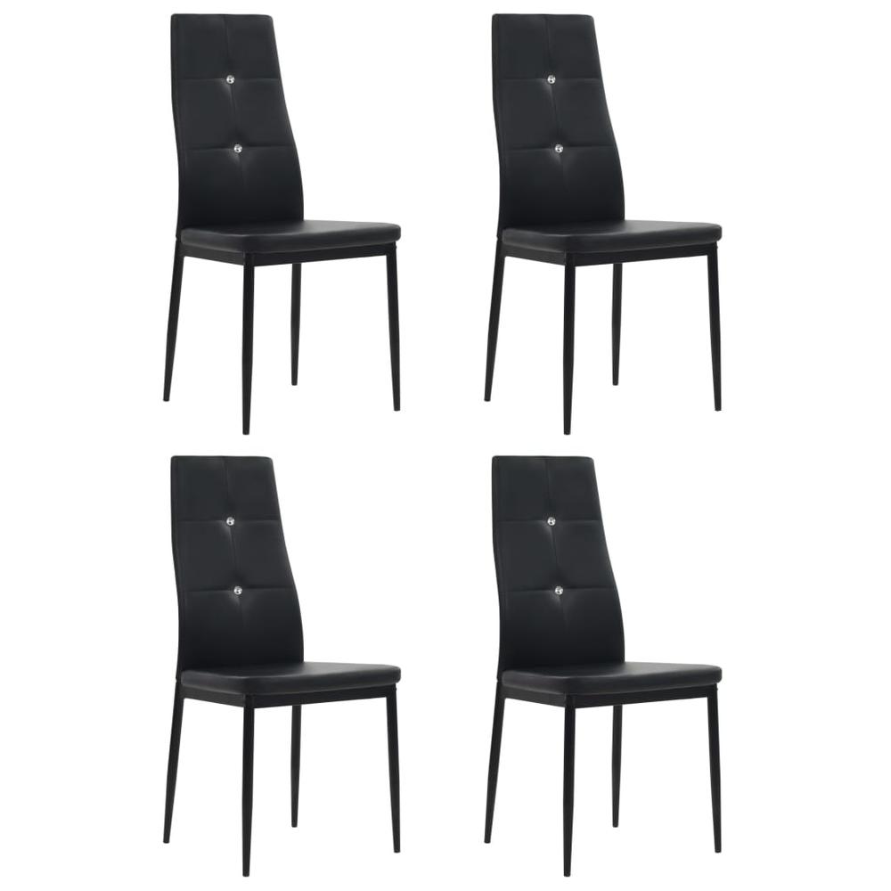 vidaXL Dining Chairs 4 pcs Black Faux Leather, 282110. Picture 1