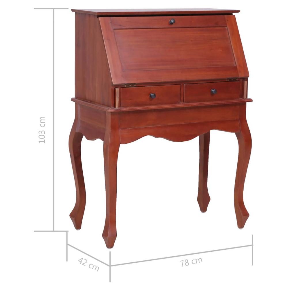vidaXL Secretary Desk Brown 30.7"x16.5"x40.6" Solid Mahogany Wood, 283841. Picture 7