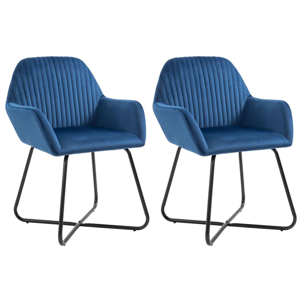 vidaXL Dining Chairs 2 pcs Blue Velvet, 249802. Picture 1