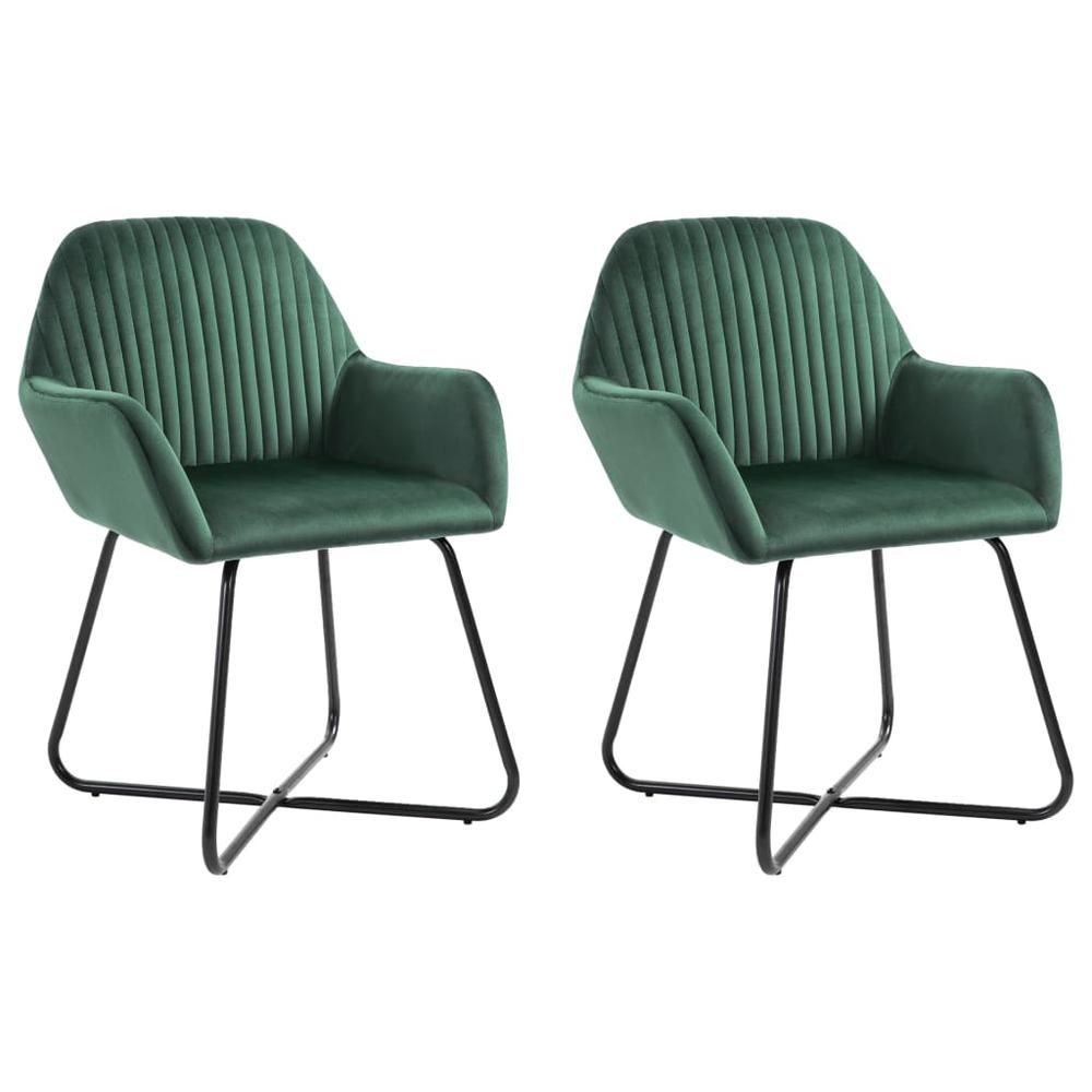 vidaXL Dining Chairs 2 pcs Green Velvet, 249803. Picture 1