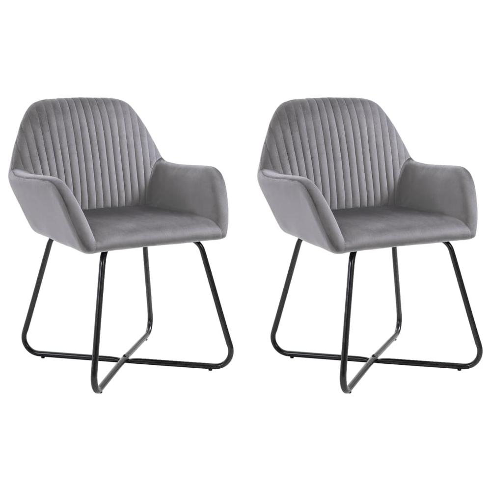 vidaXL Dining Chairs 2 pcs Gray Velvet, 249804. Picture 1