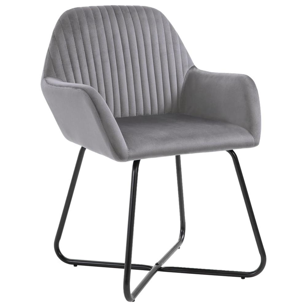 vidaXL Dining Chairs 2 pcs Gray Velvet, 249804. Picture 3