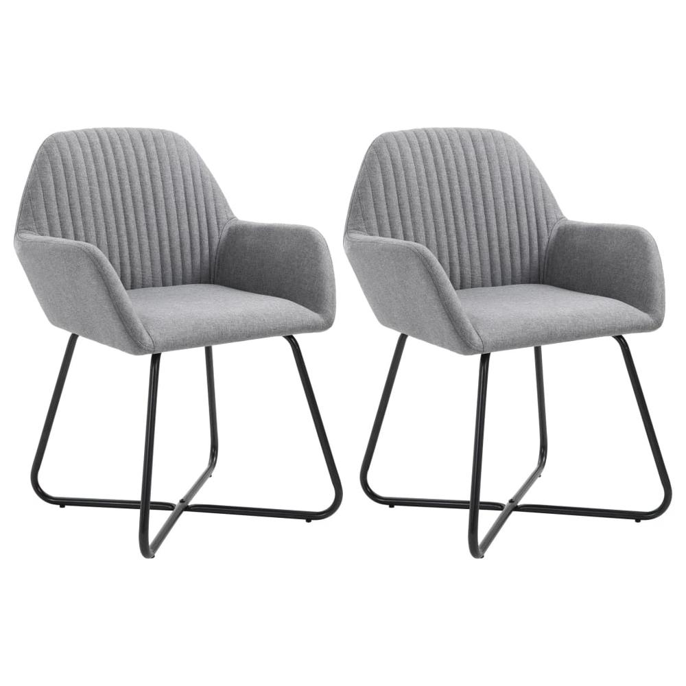 vidaXL Dining Chairs 2 pcs Light Gray Fabric, 249807. Picture 1