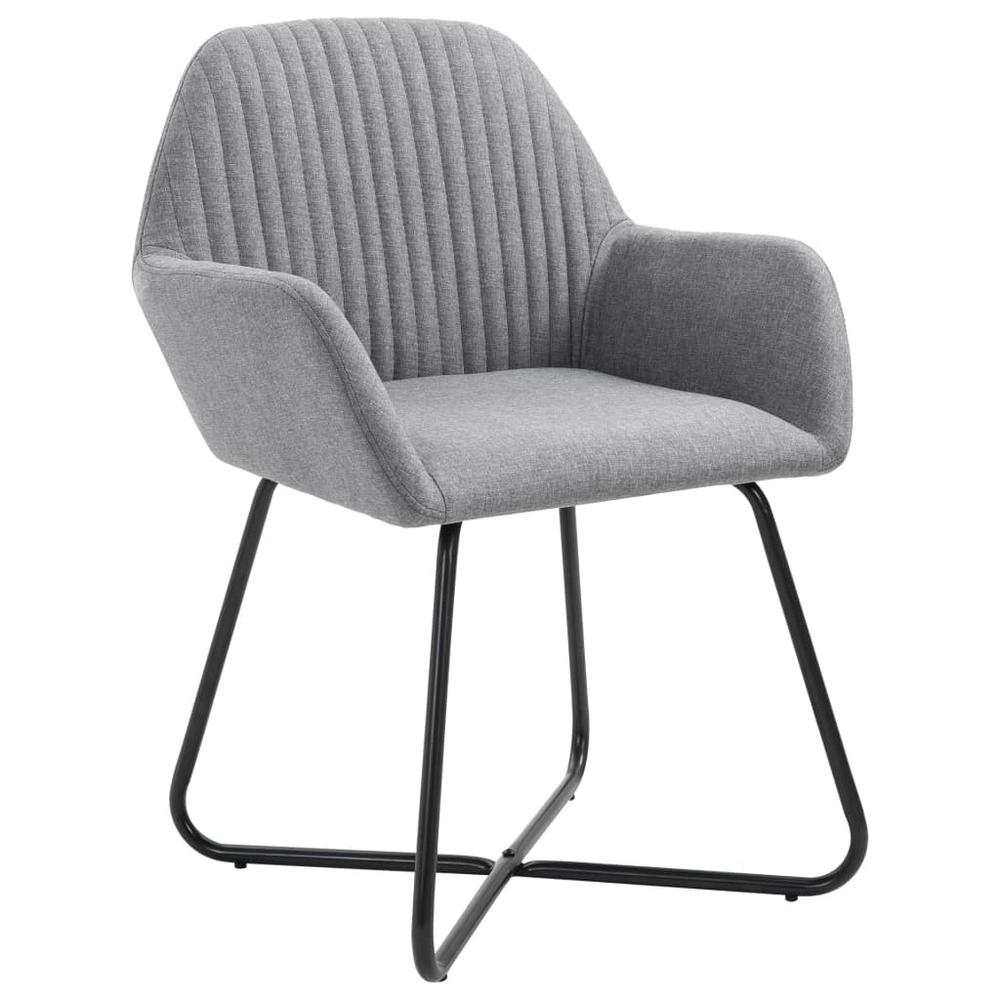 vidaXL Dining Chairs 2 pcs Light Gray Fabric, 249807. Picture 3