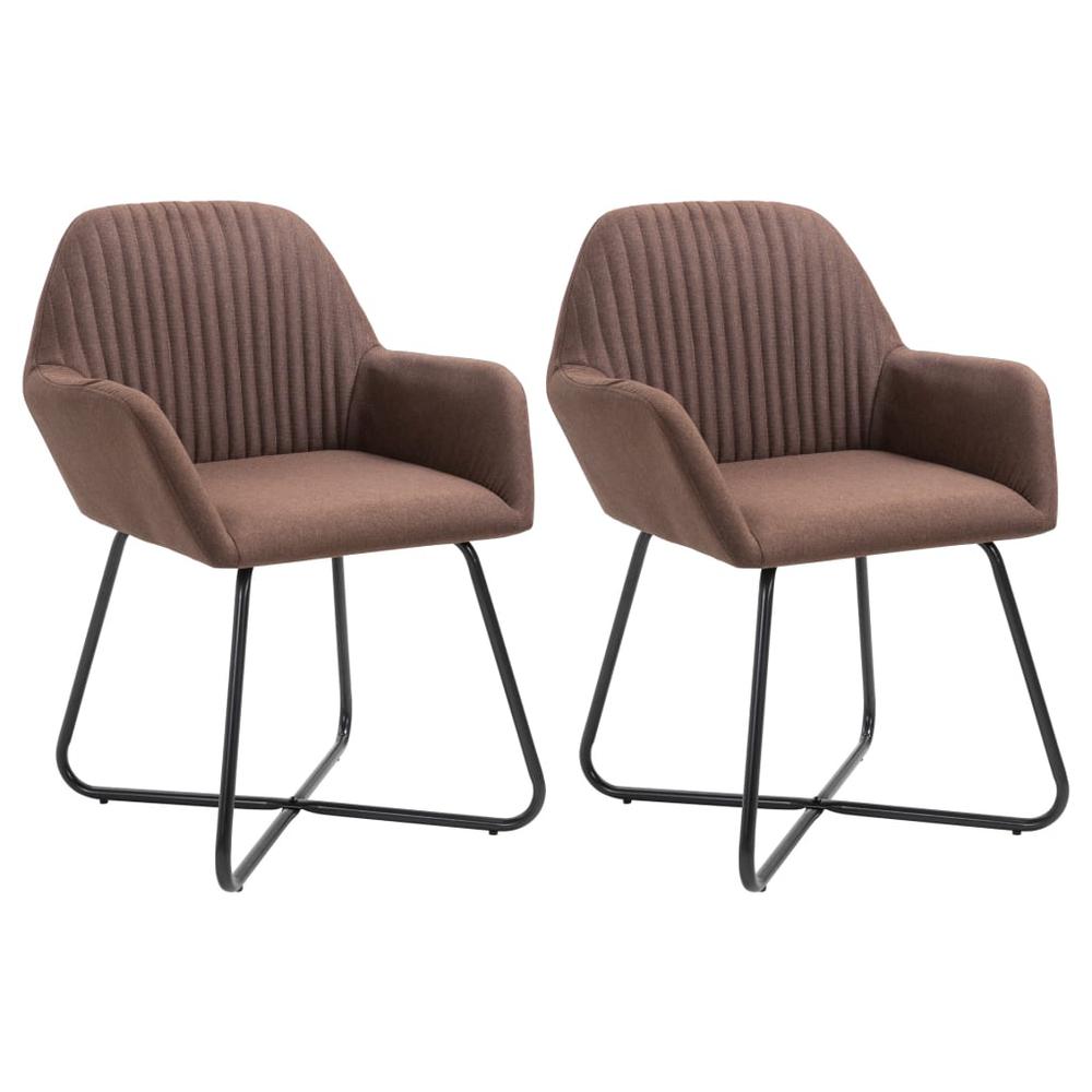 vidaXL Dining Chairs 2 pcs Brown Fabric, 249810. Picture 1