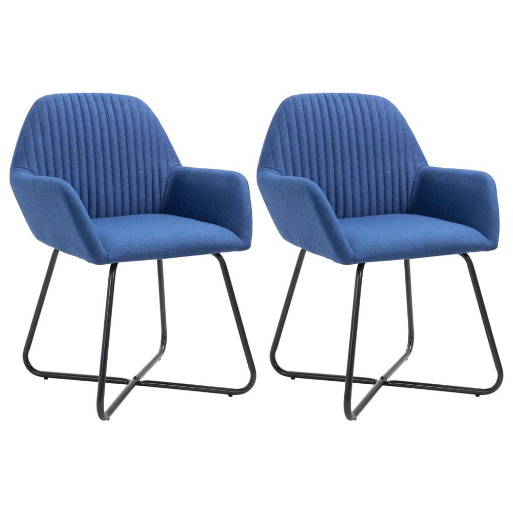 vidaXL Dining Chairs 2 pcs Blue Fabric, 249811. Picture 1