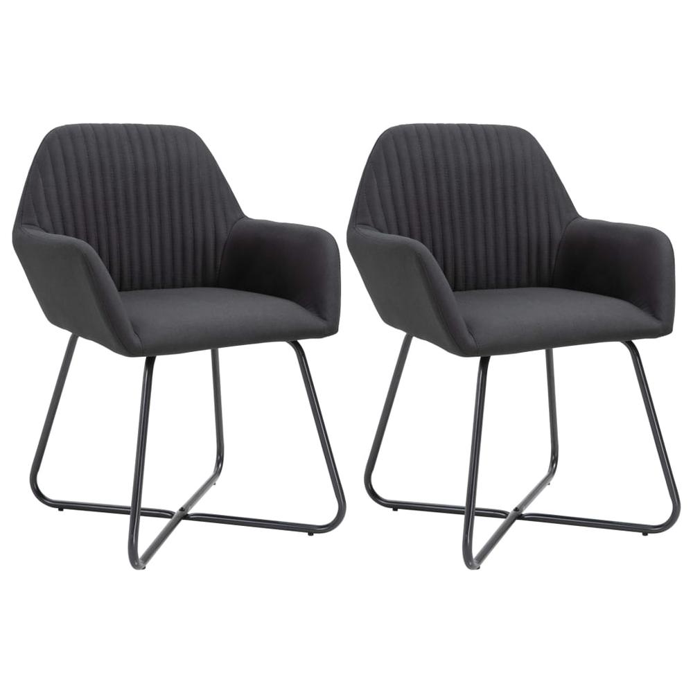 vidaXL Dining Chairs 2 pcs Black Fabric, 249813. Picture 1