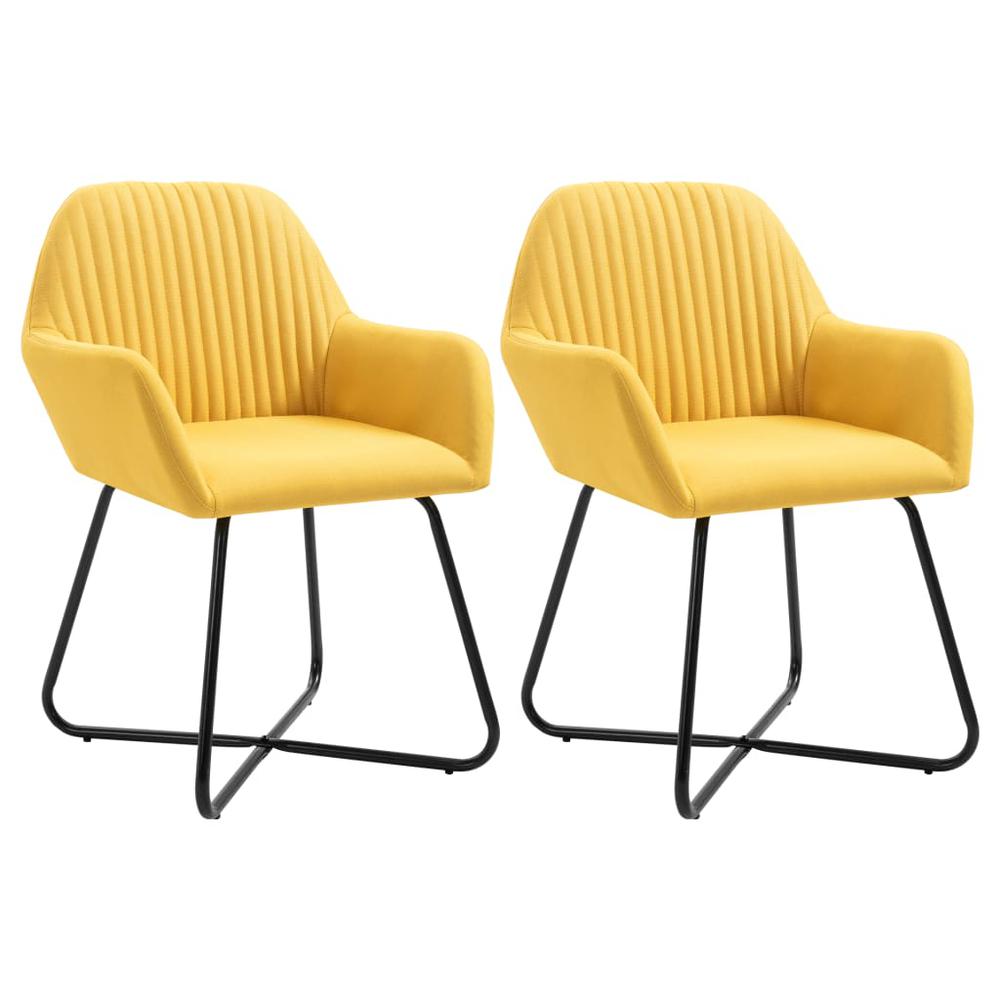 vidaXL Dining Chairs 2 pcs Yellow Fabric, 249814. Picture 1