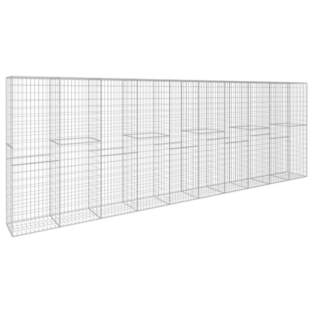 vidaXL Gabion Wall with Cover Galvanised Steel 236.2"x19.7"x78.7", 145089. Picture 2