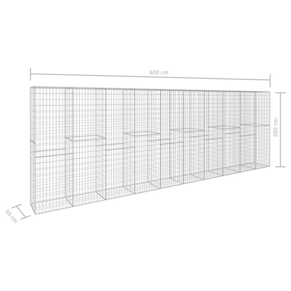 vidaXL Gabion Wall with Cover Galvanised Steel 236.2"x19.7"x78.7", 145089. Picture 6