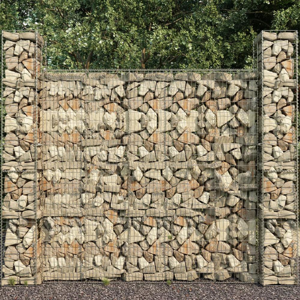 vidaXL Gabion Wall with Cover Galvanised Steel 236.2"x19.7"x78.7", 145089. Picture 1
