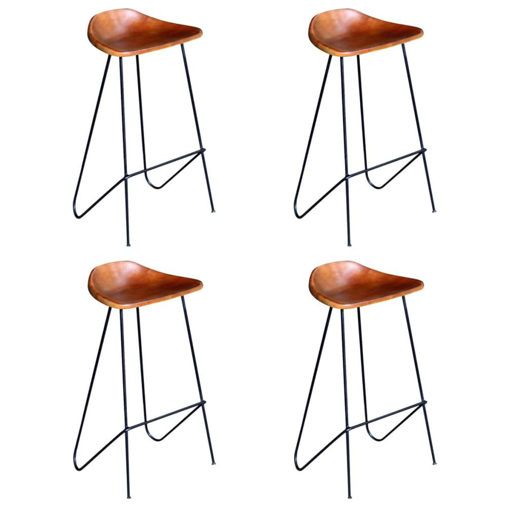 vidaXL Bar Stools 4 pcs Brown Real Leather 6363. Picture 1