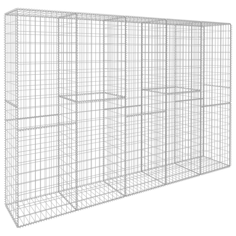 vidaXL Gabion Wall with Cover Galvanised Steel 118.1"x19.7"x78.7", 145090. Picture 2