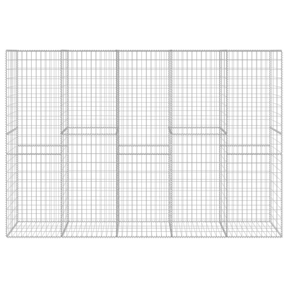 vidaXL Gabion Wall with Cover Galvanised Steel 118.1"x19.7"x78.7", 145090. Picture 3