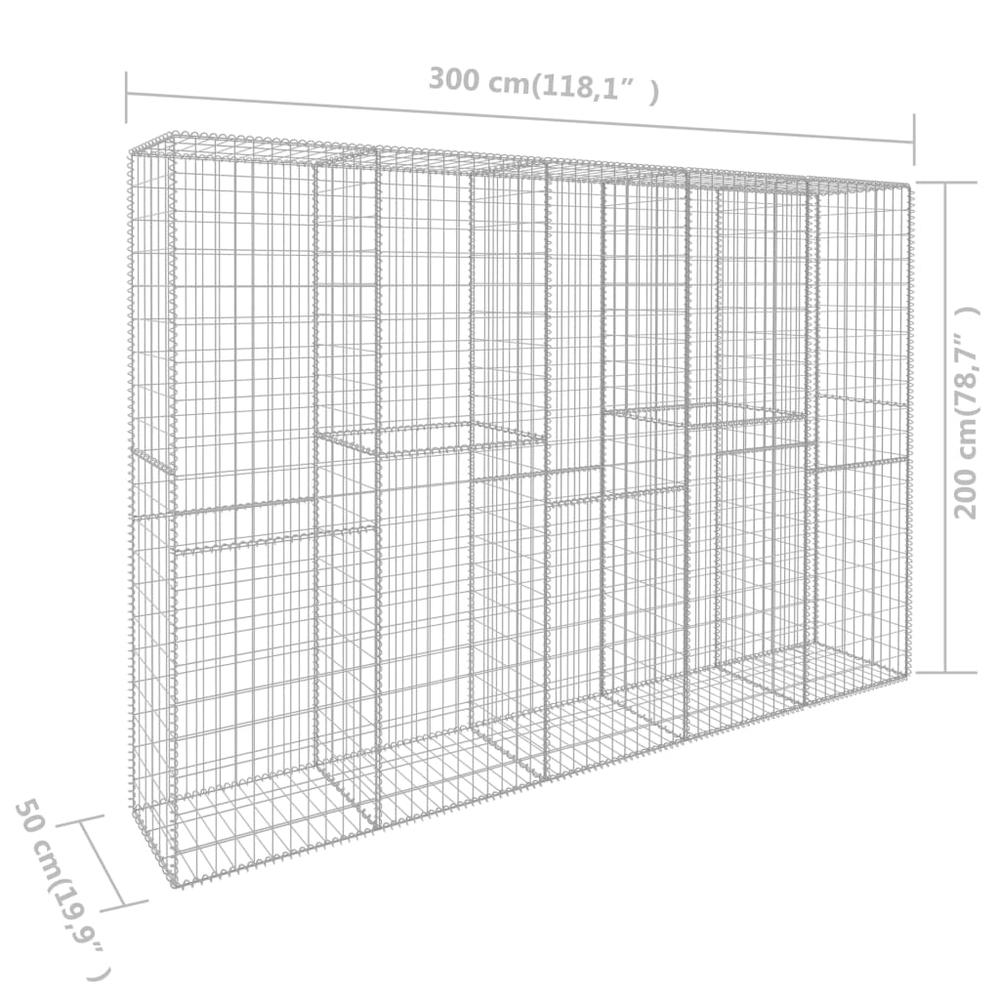 vidaXL Gabion Wall with Cover Galvanised Steel 118.1"x19.7"x78.7", 145090. Picture 6