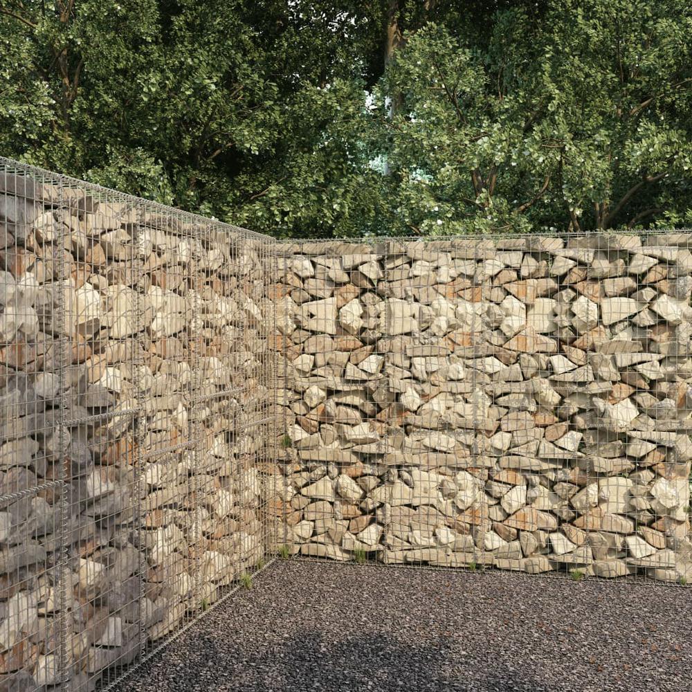 vidaXL Gabion Wall with Cover Galvanised Steel 118.1"x19.7"x78.7", 145090. Picture 1