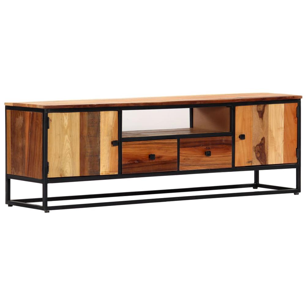 vidaXL TV Cabinet 47.2"x11.8"x15.8" Solid Reclaimed Wood and Steel, 282726. Picture 1