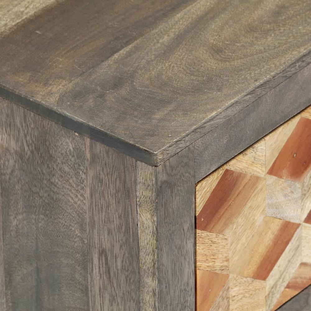 vidaXL Bedside Cabinet Gray 15.8"x11.8"x19.7" Solid Mango Wood, 282734. Picture 3