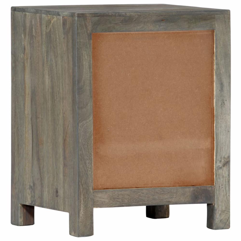 vidaXL Bedside Cabinet Gray 15.8"x11.8"x19.7" Solid Mango Wood, 282734. Picture 5