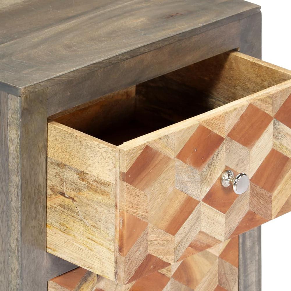 vidaXL Bedside Cabinet Gray 15.8"x11.8"x19.7" Solid Mango Wood, 282734. Picture 7
