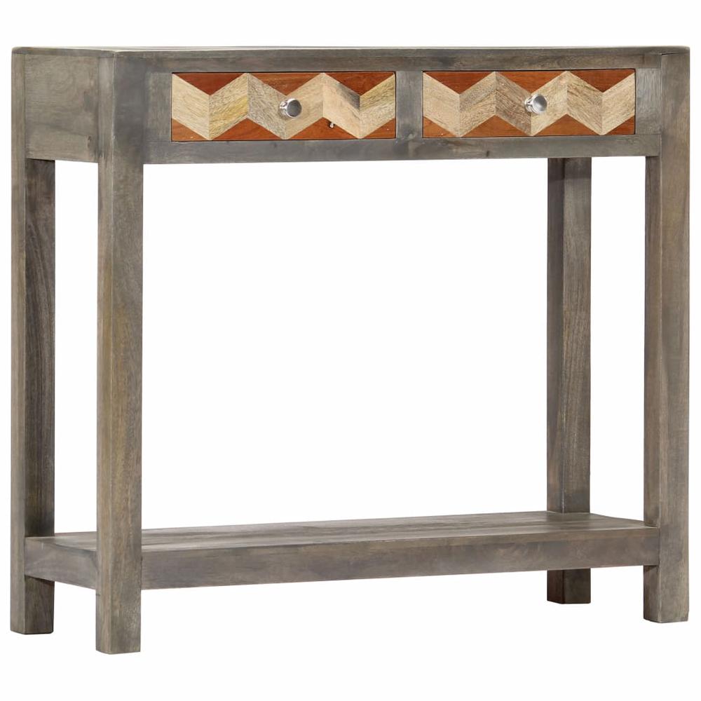 vidaXL Console Table Gray 33.9"x11.8"x29.9" Solid Mango Wood, 282737. Picture 1