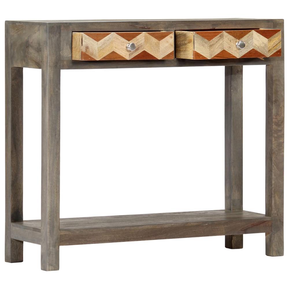 vidaXL Console Table Gray 33.9"x11.8"x29.9" Solid Mango Wood, 282737. Picture 3