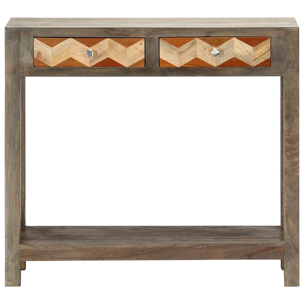 vidaXL Console Table Gray 33.9"x11.8"x29.9" Solid Mango Wood, 282737. Picture 5