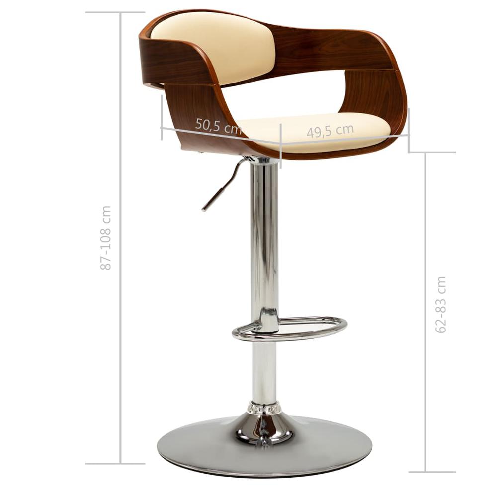 Bar Stool Cream Bent Wood and Faux Leather. Picture 6