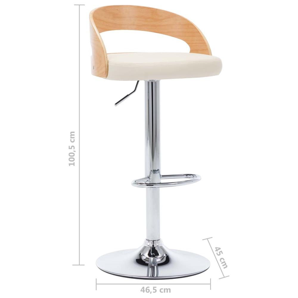 Bar Stools 2 pcs Cream Faux Leather and Bentwood. Picture 9