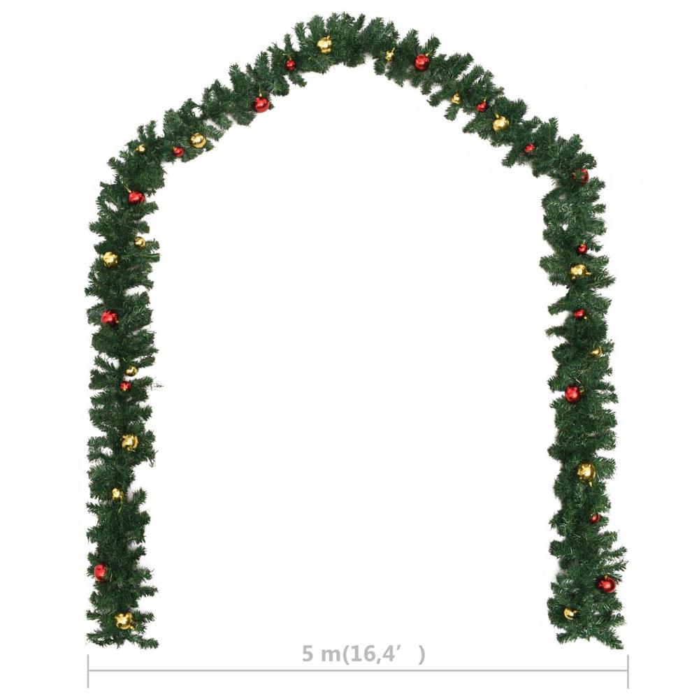 vidaXL Christmas Garland Decorated with Baubles 16.4', 284305. Picture 7