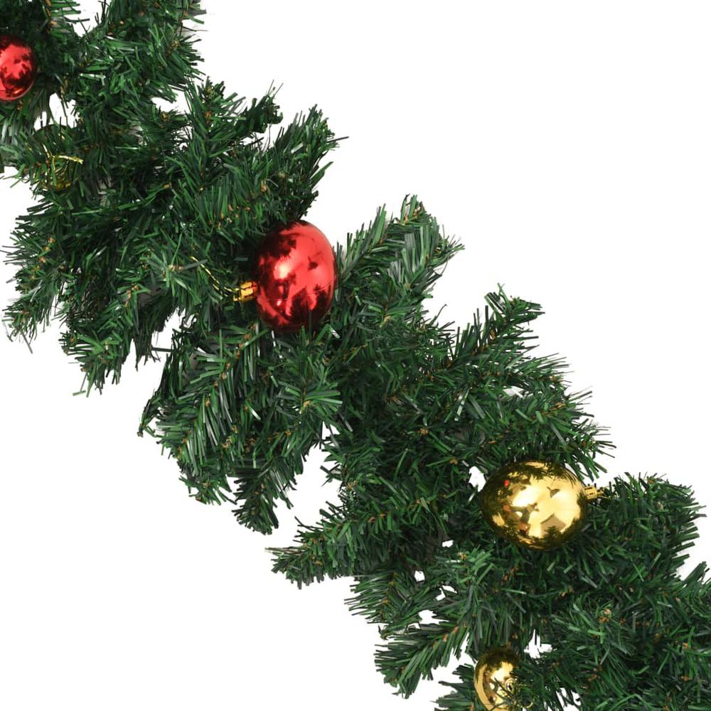 vidaXL Christmas Garlands 4 pcs with Baubles Green 106.2" PVC. Picture 5