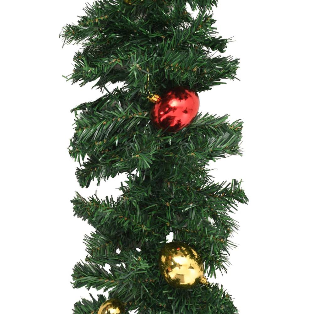 vidaXL Christmas Garlands 4 pcs with Baubles Green 106.2" PVC. Picture 6