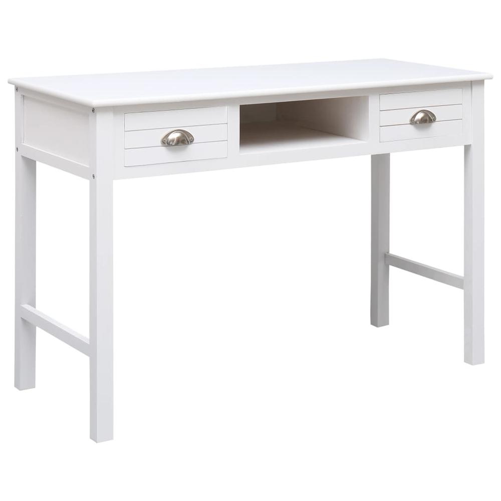 vidaXL Writing Desk White 43.3"x17.7"x29.9" Wood, 284155. Picture 1