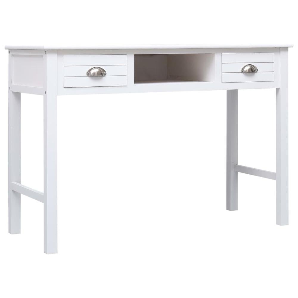 vidaXL Writing Desk White 43.3"x17.7"x29.9" Wood, 284155. Picture 2