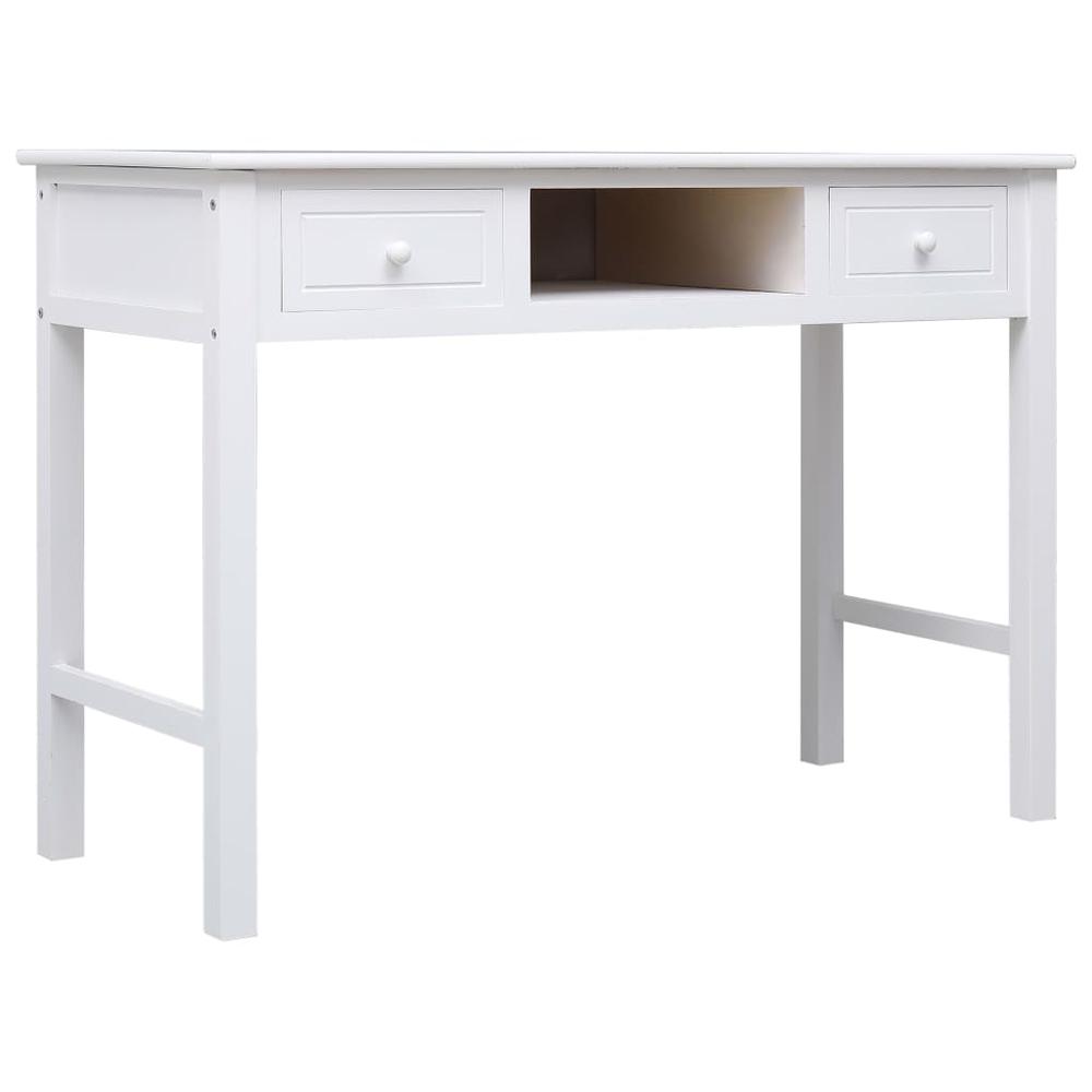 vidaXL Writing Desk White 43.3"x17.7"x29.9" Wood, 284157. Picture 2