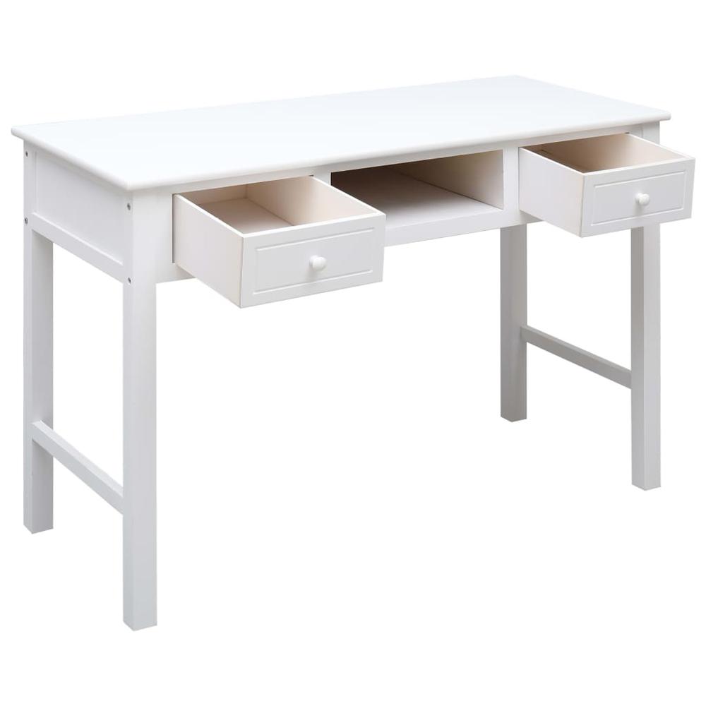 vidaXL Writing Desk White 43.3"x17.7"x29.9" Wood, 284157. Picture 3