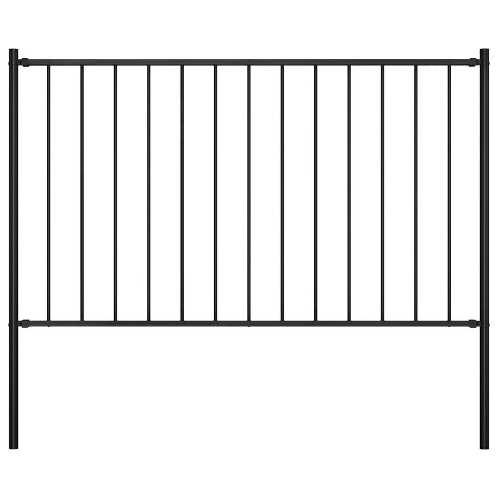 vidaXL Fence Panel with Posts Powder-coated Steel 5.6'x4.1' Black, 145211. Picture 1