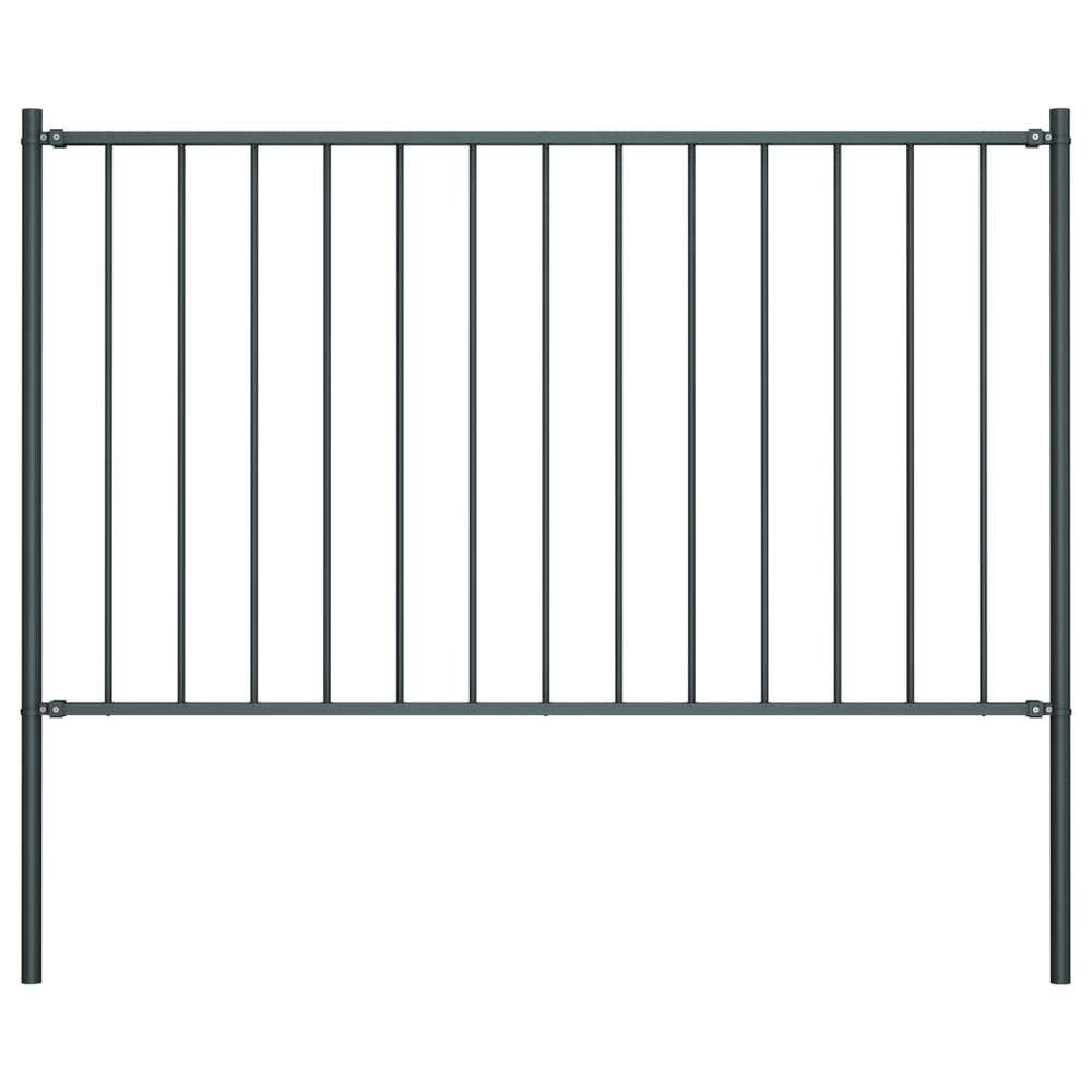 vidaXL Fence Panel with Posts Powder-coated Steel 5.6'x2.5' Anthracite, 145212. Picture 1