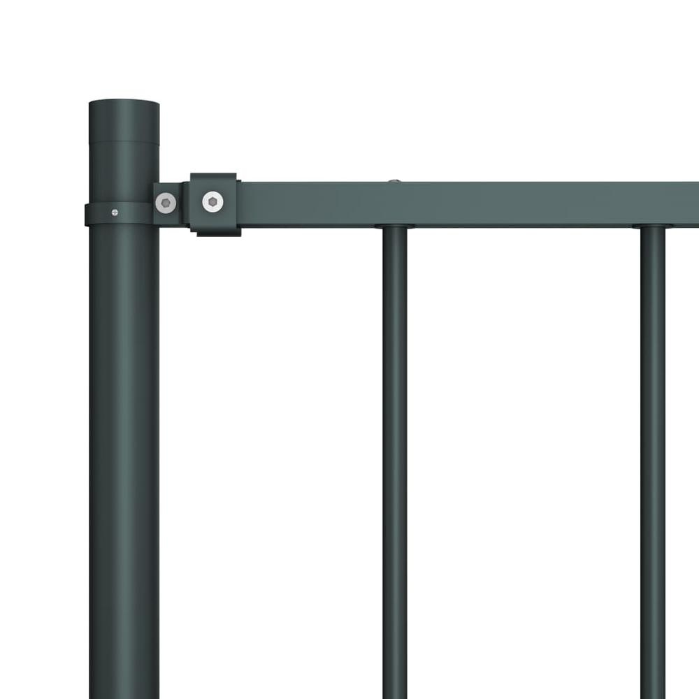vidaXL Fence Panel with Posts Powder-coated Steel 5.6'x2.5' Anthracite, 145212. Picture 3