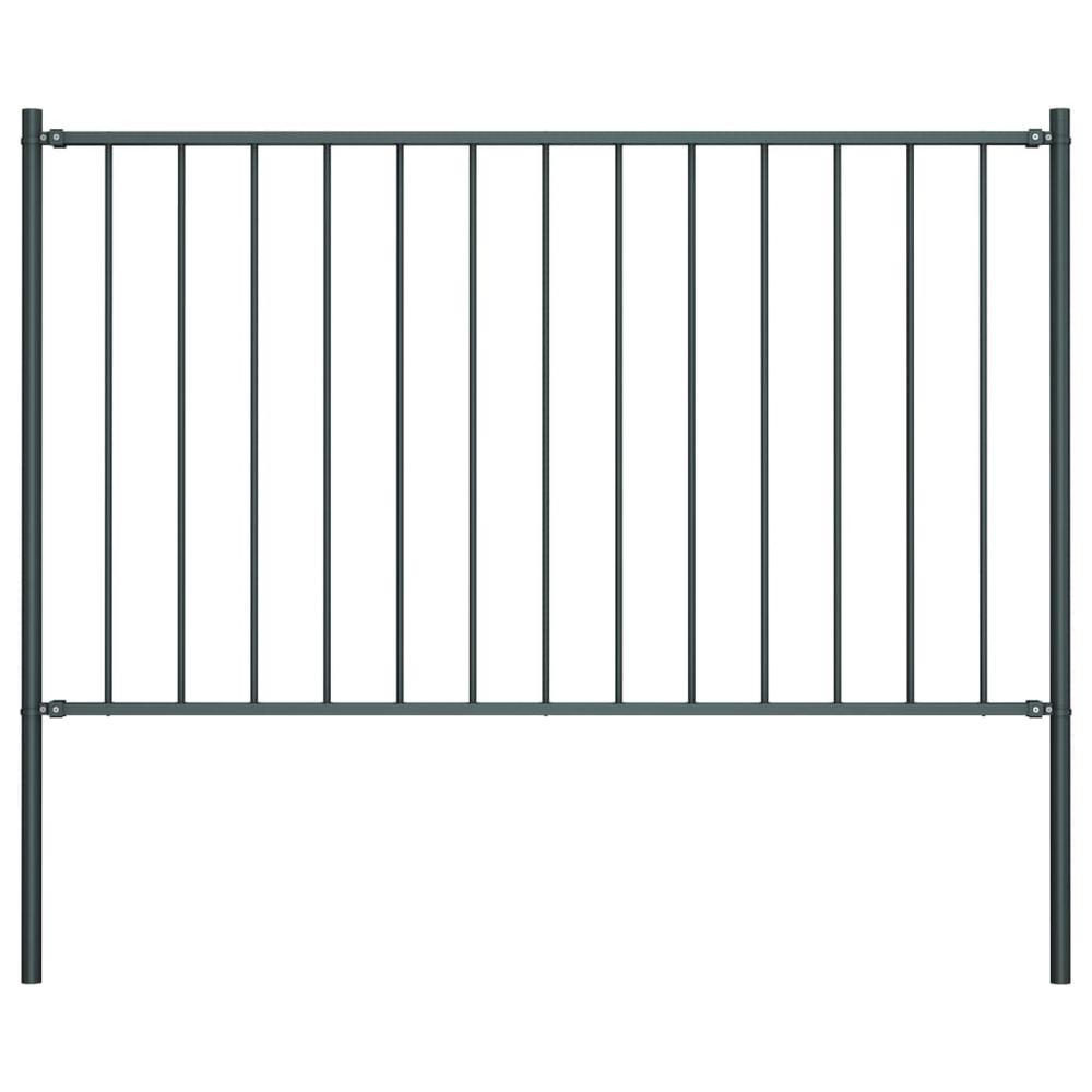 vidaXL Fence Panel with Posts Powder-coated Steel 5.6'x3.3' Anthracite, 145213. The main picture.