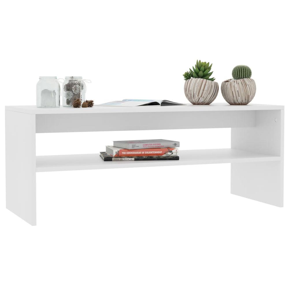 vidaXL Coffee Table White 39.4"x15.7"x15.7" Chipboard, 800126. Picture 3