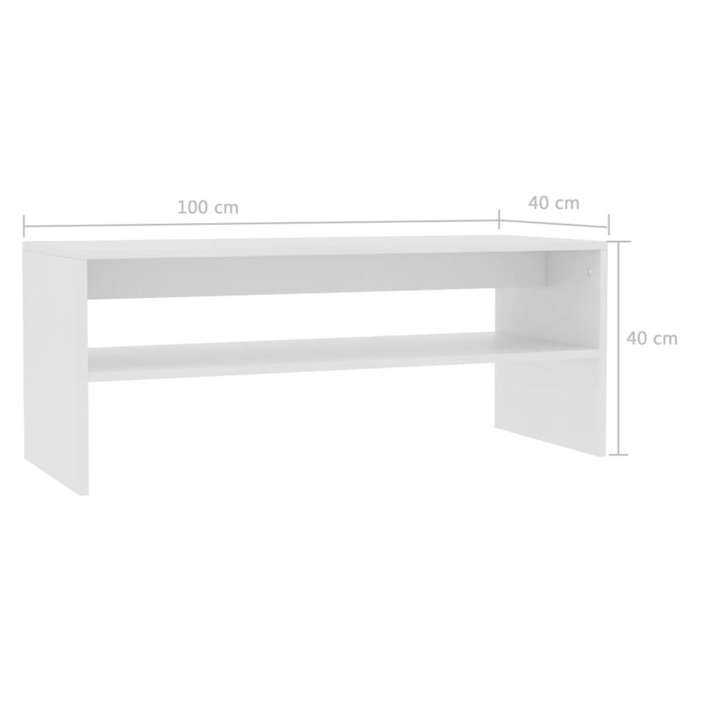 vidaXL Coffee Table White 39.4"x15.7"x15.7" Chipboard, 800126. Picture 6