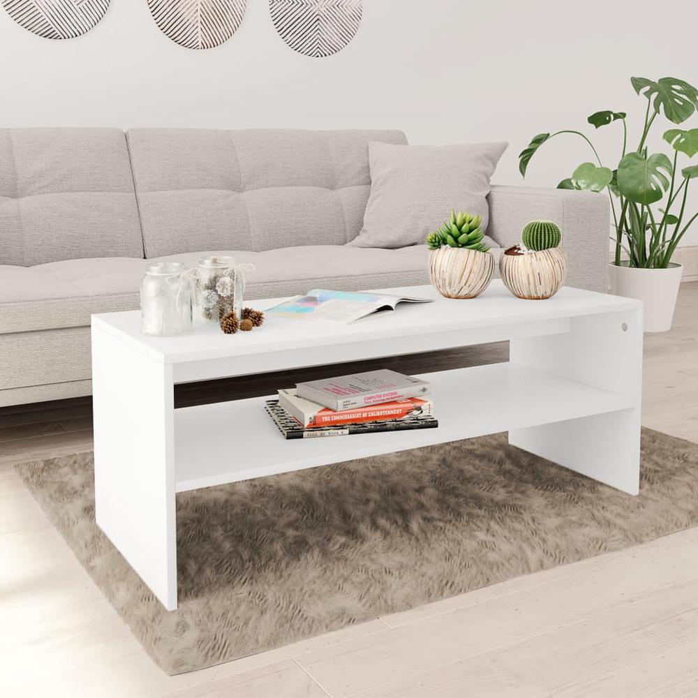 vidaXL Coffee Table White 39.4"x15.7"x15.7" Chipboard, 800126. Picture 1