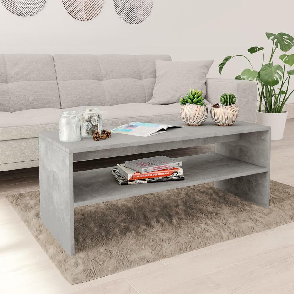 vidaXL Coffee Table Concrete Gray 39.4"x15.7"x15.7" Chipboard, 800130. Picture 1