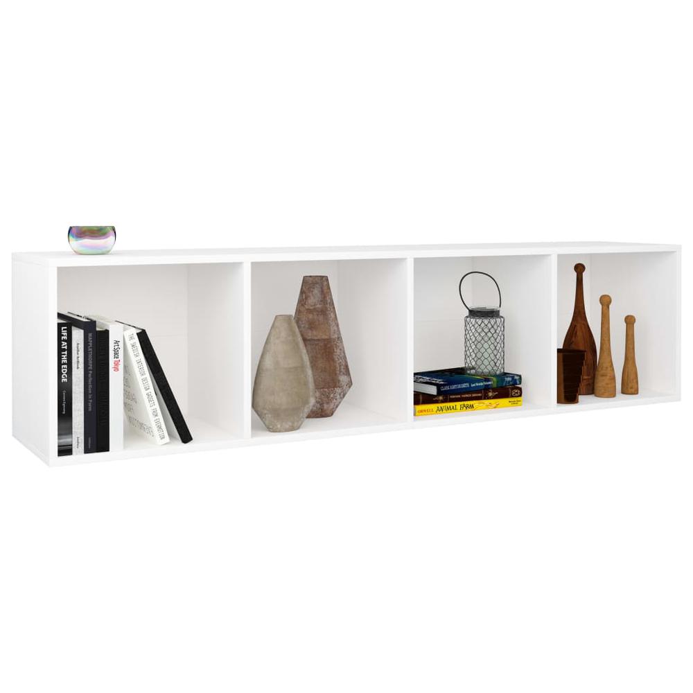 vidaXL Book Cabinet/TV Cabinet White 14.2"x11.8"x56.3" Chipboard, 800144. Picture 5